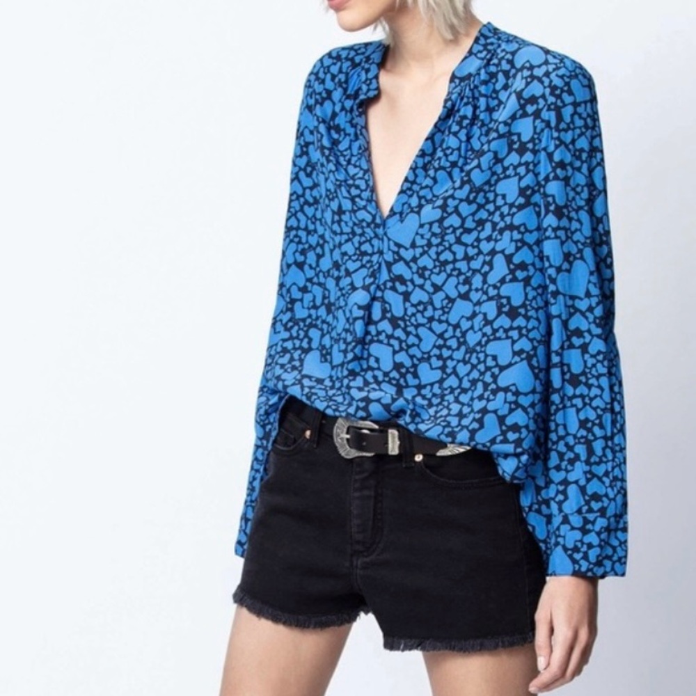 BRAND NEW Zadig and Voltaire Tink Print Coeur Blouse